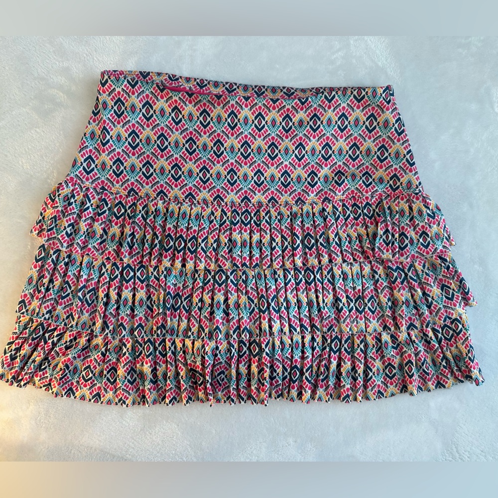 Lucky in Love multi color ruffle skirt. Tennis, golf, pickleball. EUC